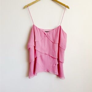 pink silk scalloped layered cami